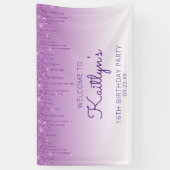 Glam Paarse Glitter Drip 16e Verjaardagsbanner Spandoek (Verticaal)