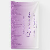 Glam Paarse Glitter Drip Quinceañera Spandoek (Verticaal)