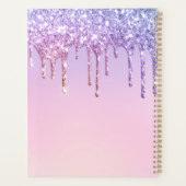 Glam Paarse Glitter Druppels Elegante Monogram Pla Planner (Achterkant)