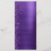 Glam Paarse Glitter Geborsteld Metaal Bruiloft Menu (Achterkant)