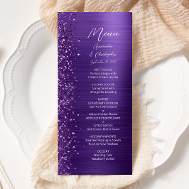 Glam Paarse glitter geborsteld metalen bruiloft Menu