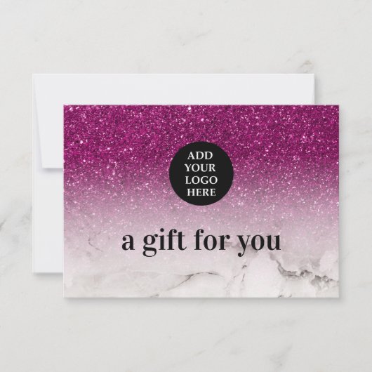 Glam Paarse Glitter Ombre Marble upload je logo (Voorkant)