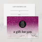 Glam Paarse Glitter Ombre Marble upload je logo (Voorkant / Achterkant)