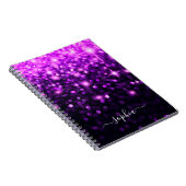 Glam Paarse glitter Sparkle Stars Notitieboek (Rechterzijde)