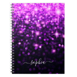 Glam Paarse glitter Sparkle Stars Notitieboek