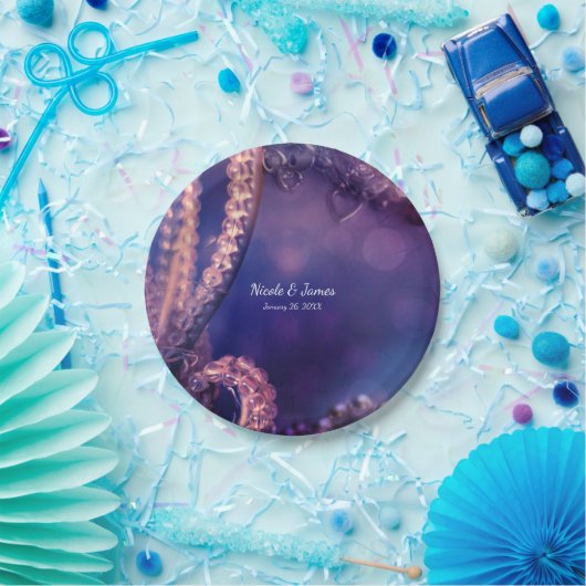 Glam Paarse Glow Chic Glamor Pearls Papieren Bordje (Feest)