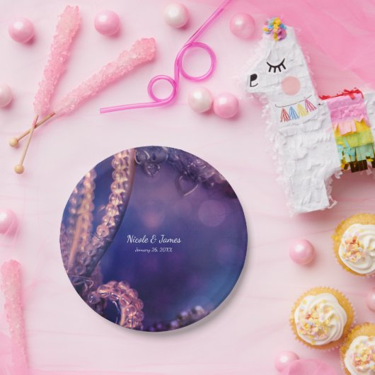 Glam Paarse Glow Chic Glamor Pearls Papieren Bordje (Feest)