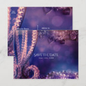 Glam Paarse Glow Chic Glamor Pearls Save the Date Aankondigingskaart (Voorkant / Achterkant)