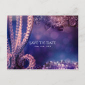 Glam Paarse Glow Chic Glamor Pearls Save the Date Aankondigingskaart (Voorkant)