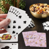 Glam paarse goud marmer script monogram pokerkaarten (Insitu)