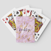 Glam paarse goud marmer script monogram  pokerkaarten (Achterkant)
