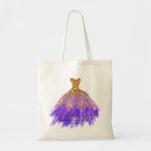 Glam Paarse Gouden Glitter Sparkle Dress Verjaarda Tote Bag