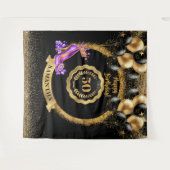 Glam Paarse hoge hakken gouden 50e verjaardagsfees Wandkleed (Voorkant (horizontaal))