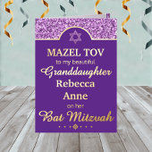 Glam Paarse kleindochter nichtje Bat Mitzvah Gold Folie Feestdagenkaart