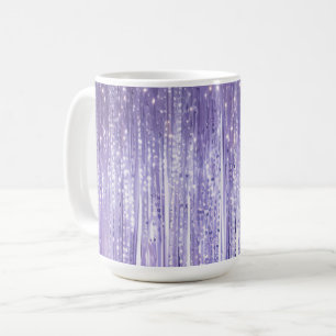 Glam Paarse Lavendel Tinsel Stripes Kerst Koffiemok