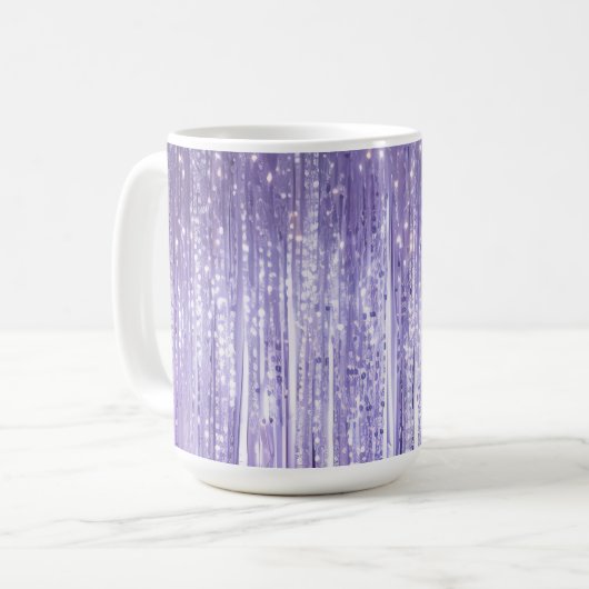Glam Paarse Lavendel Tinsel Stripes Kerst Koffiemok (Voorkant links)