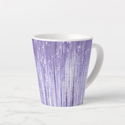 Glam Paarse Lavendel Tinsel Stripes Kerst Latte Mok (Rechterhoek)