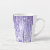 Glam Paarse Lavendel Tinsel Stripes Kerst Latte Mok (Rechts)