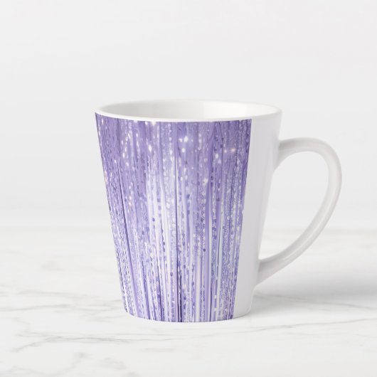 Glam Paarse Lavendel Tinsel Stripes Kerst Latte Mok (Rechts)