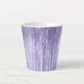 Glam Paarse Lavendel Tinsel Stripes Kerst Latte Mok (Voorkant)