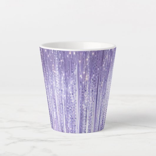 Glam Paarse Lavendel Tinsel Stripes Kerst Latte Mok (Voorkant)