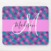 Glam Paarse Mermaid Glitter Sparkles Monogram Muismat (Voorkant)