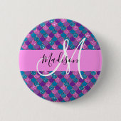 Glam Paarse Mermaid Glitter Sparkles Monogram Ronde Button 5,7 Cm (Voorkant)