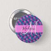 Glam Paarse Mermaid Glitter Sparkles Monogram Ronde Button 5,7 Cm (Voorkant /achterkant)