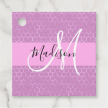 Glam Paarse Metaalachtige Roze Honingraat Monogram