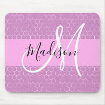 Glam Paarse Metaalachtige Roze Honingraat Monogram
