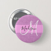 Glam Paarse Metaalachtige Roze Honingraat Monogram Ronde Button 5,7 Cm (Voorkant /achterkant)