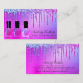 Glam Paarse Metallic Glitter Druppelt Nagellak Visitekaartje (Voorkant / Achterkant)