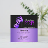 Glam Paarse pompen Black Bachelorette Party-kaart Kaart (Staand voorkant)