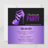 Glam Paarse pompen Black Bachelorette Party-kaart Kaart (Voorkant)