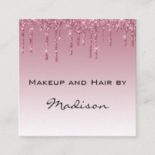 Glam Paarse Roze Gouden Glitter Druppels Make-up A Vierkante Visitekaartje