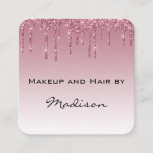 Glam Paarse Roze Gouden Glitter Druppels Make-up A Vierkante Visitekaartje