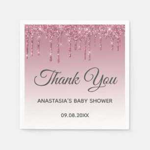 Glam Paarse Roze Rose Gold Bedankt Baby shower Servet