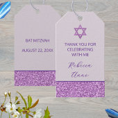 Glam Paarse Schattigee Dank u Bat Mitzvah Partij Cadeaulabel