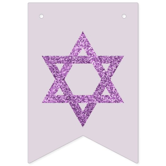 Glam Paarse Sparkle Girl Chic Elegant Bat Mitzvah Vlaggetjes (Eerste vlag)