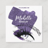 Glam Paarse Sparkly Glittery Eye Make-up Artiest Vierkante Visitekaartje (Voorkant)