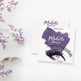 Glam Paarse Sparkly Glittery Eye Make-up Artiest Vierkante Visitekaartje