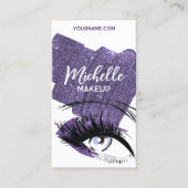 Glam Paarse Sparkly Glittery Eye Make-up Artiest Visitekaartje (Voorkant)