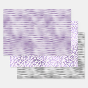 Glam Paarse strepen Inpakpapier Vel