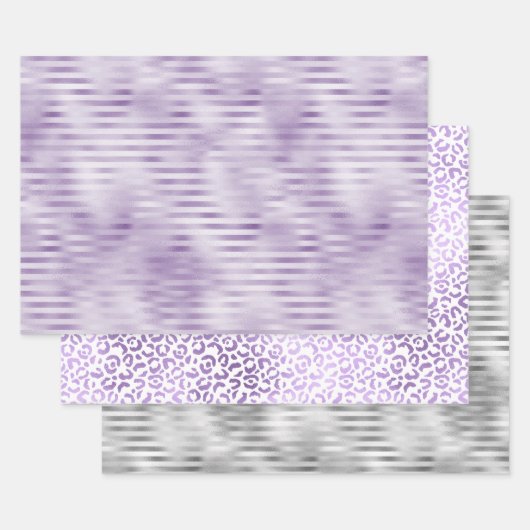 Glam Paarse strepen Inpakpapier Vel (Set)