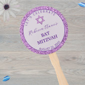 Glam Paarse Trendy Meisje Foto Bat Mitzvah Party Handwaaier