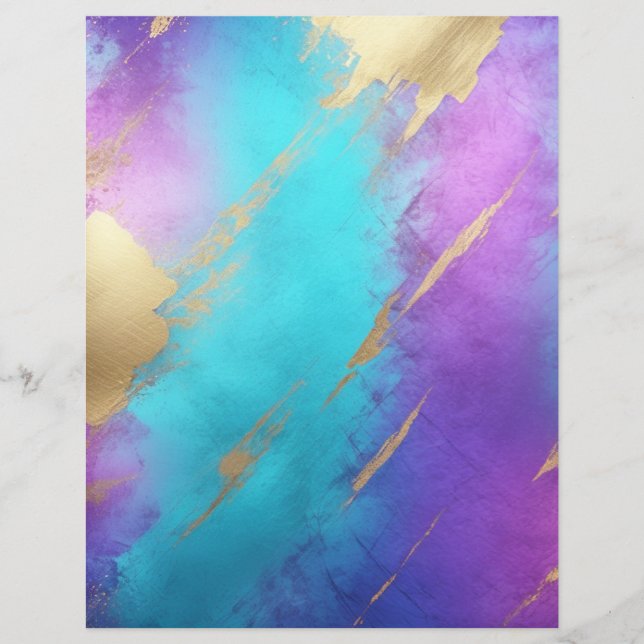 Glam Paarse turquoise gouden plakboek papier (Voorkant)