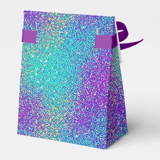 Glam Paarse Turquoise Sparkling Glitter Gradient Bedankdoosjes (Achterkant)