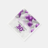 Glam Paarse Violet Zilveren Ballon Glitter Verjaar Servet (Hoek)