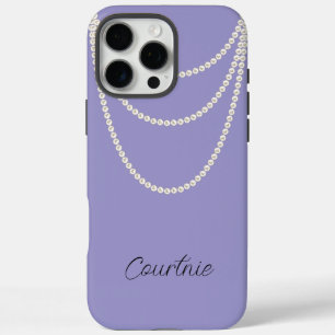 Glam Paarse witte parels iPhone 16 Pro Max Hoesje