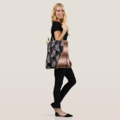 Glam Palm Bladeren Roos Goud Zwart Metallic Naam Tote Bag (Op model)